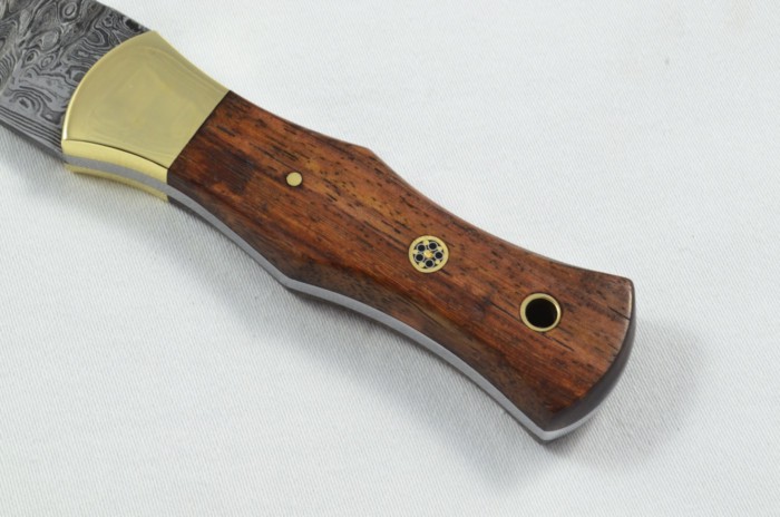 2025 Collection - Damascus Blade Rosewood & Brass Handled Scottish Knife Sgian Dubh Dirk Leather Sheath Limited Edition 1 of 20 - Image 3