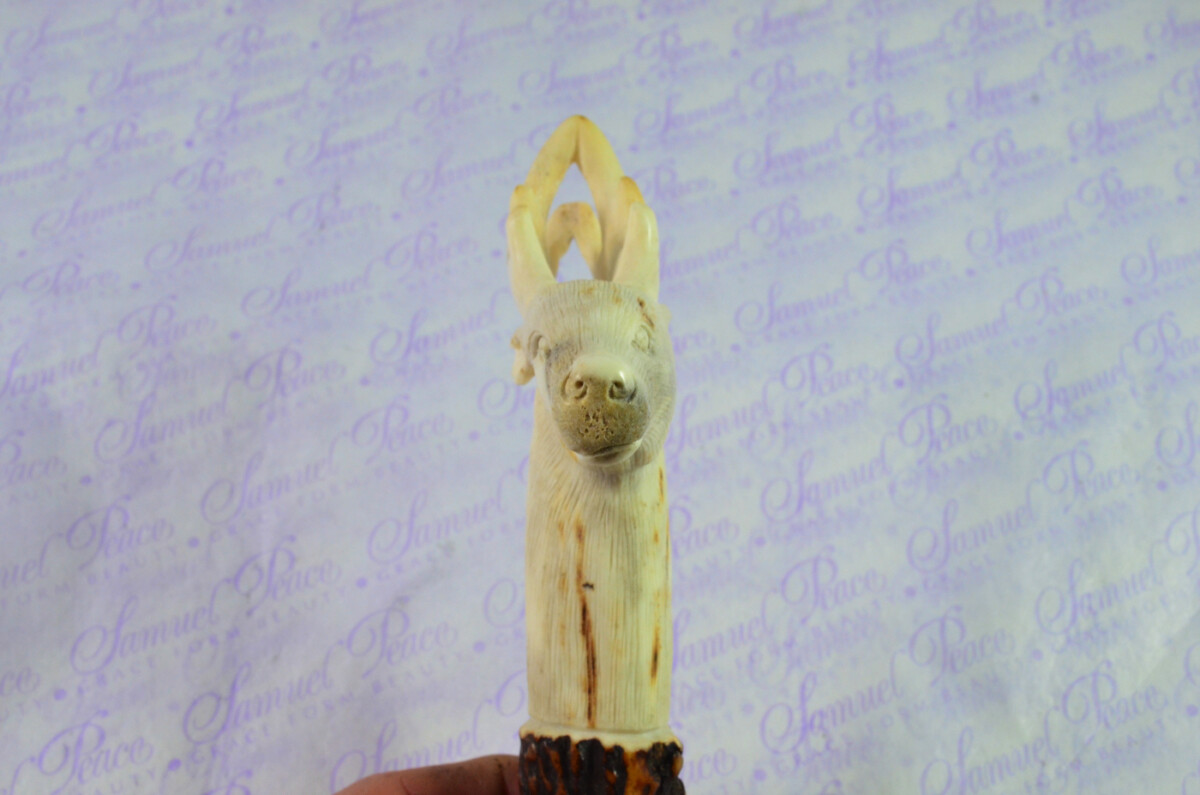 Stag/Deer Hand Carved Walking Stick Cane Top Handle Stag Antler Horn Made Sheffield England - Image 4