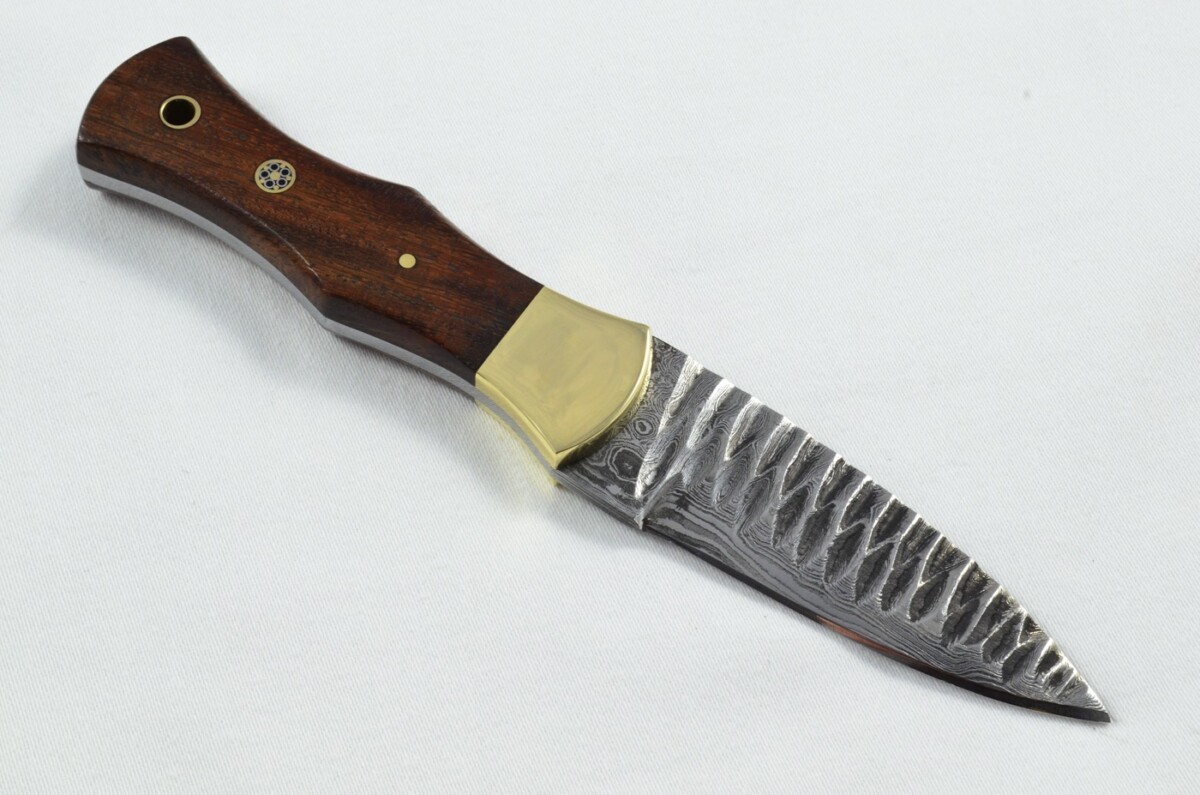 2025 Collection - Damascus Blade Rosewood & Brass Handled Scottish Knife Sgian Dubh Dirk Leather Sheath Limited Edition 1 of 20 - Image 5