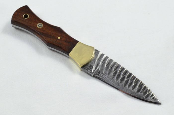 2025 Collection - Damascus Blade Rosewood & Brass Handled Scottish Knife Sgian Dubh Dirk Leather Sheath Limited Edition 1 of 20 - Image 5