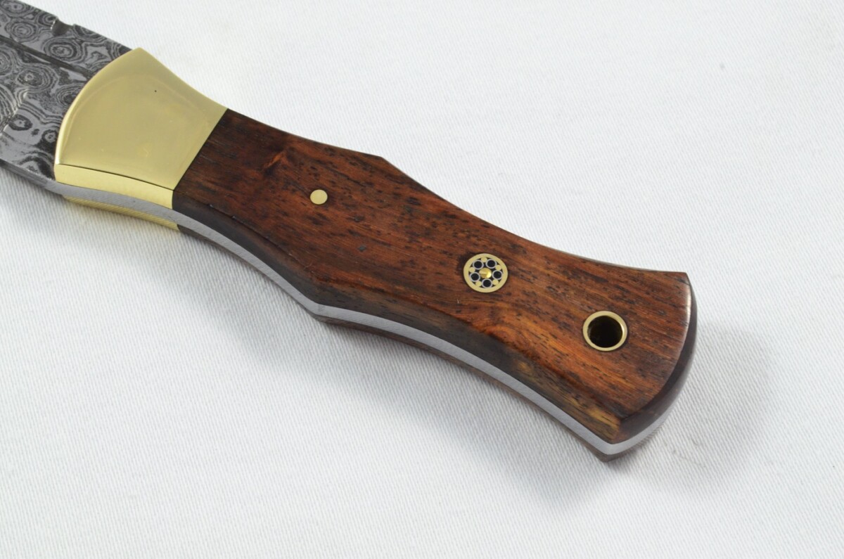2025 Collection - Damascus Blade Rosewood & Brass Handled Scottish Knife Sgian Dubh Dirk Leather Sheath Limited Edition 1 of 20 - Image 3