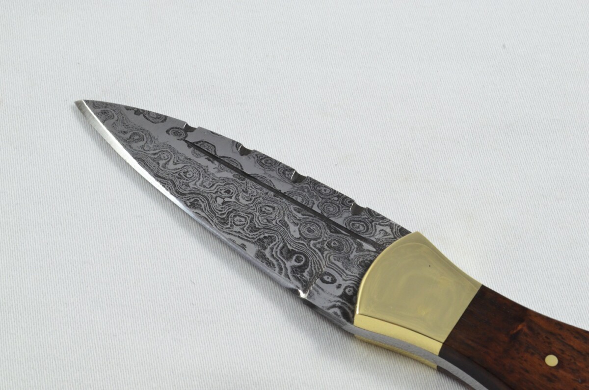 2025 Collection - Damascus Blade Rosewood & Brass Handled Scottish Knife Sgian Dubh Dirk Leather Sheath Limited Edition 1 of 20 - Image 4