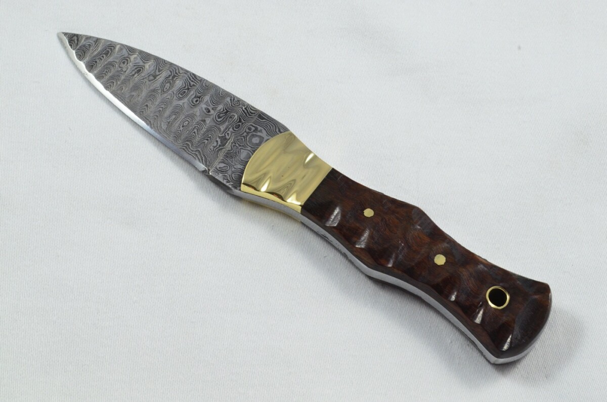 2025 Collection - Damascus Blade Rosewood & Brass Handled Scottish Knife Sgian Dubh Dirk Leather Sheath Limited Edition 1 of 20 - Image 2