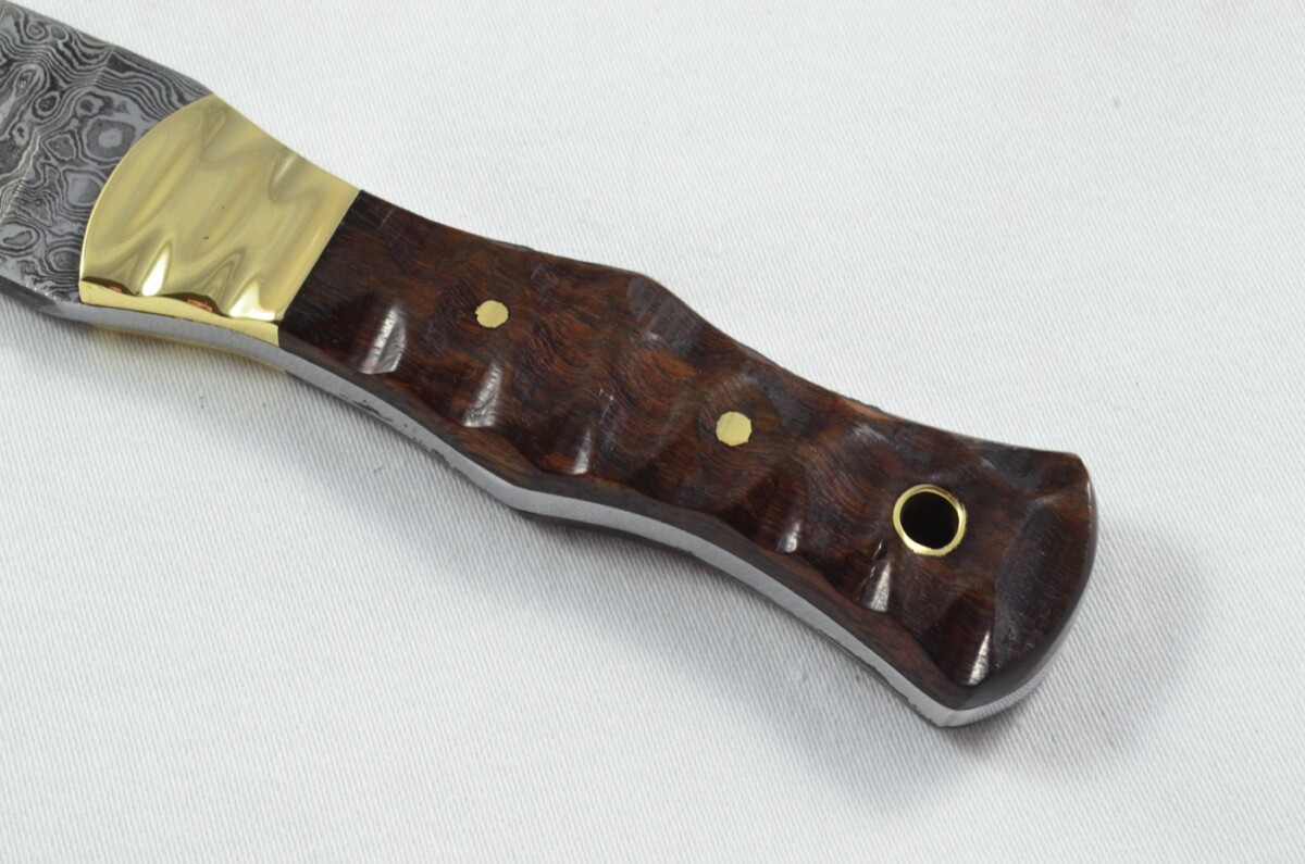 2025 Collection - Damascus Blade Rosewood & Brass Handled Scottish Knife Sgian Dubh Dirk Leather Sheath Limited Edition 1 of 20 - Image 3