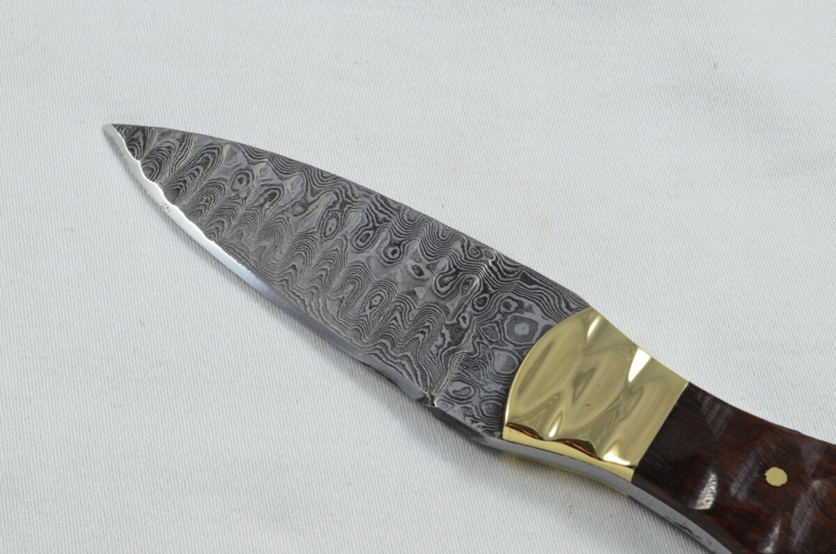 2025 Collection - Damascus Blade Rosewood & Brass Handled Scottish Knife Sgian Dubh Dirk Leather Sheath Limited Edition 1 of 20 - Image 4