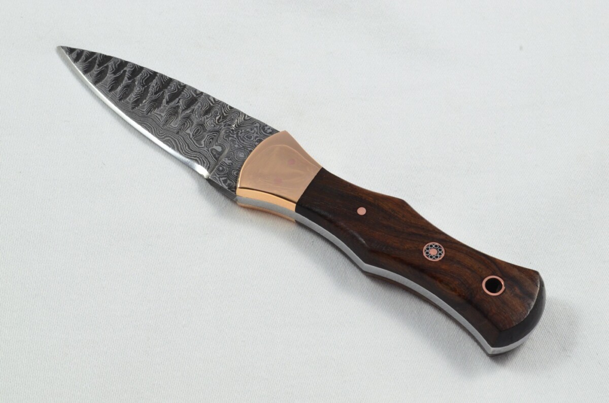 2025 Collection - Damascus Blade Rosewood & Copper Handled Scottish Knife Sgian Dubh Dirk Leather Sheath Limited Edition 1 of 20 - Image 2