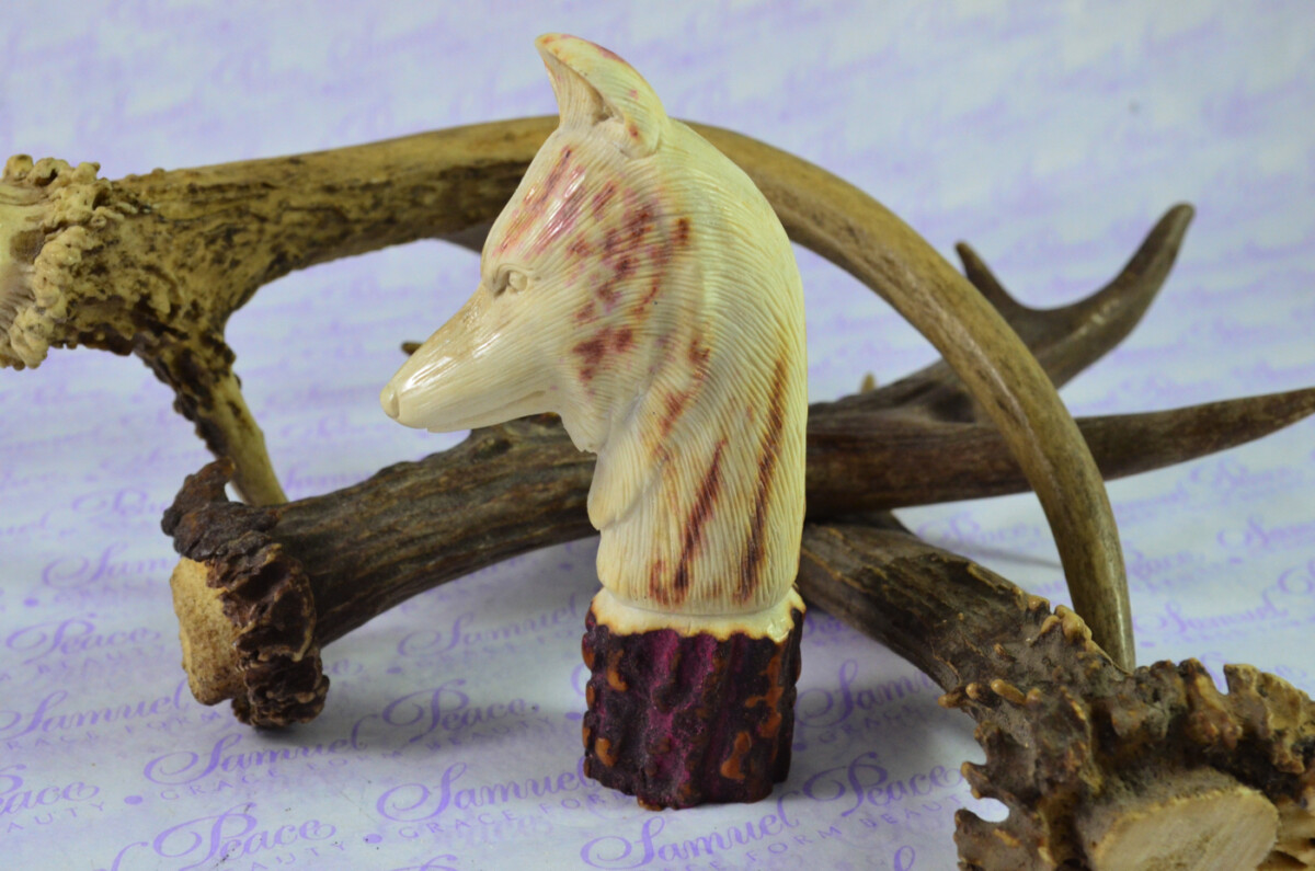 Dogs Head Hand Carved Walking Stick Cane Top Handle Stag Antler Horn Made Sheffield England - Image 3
