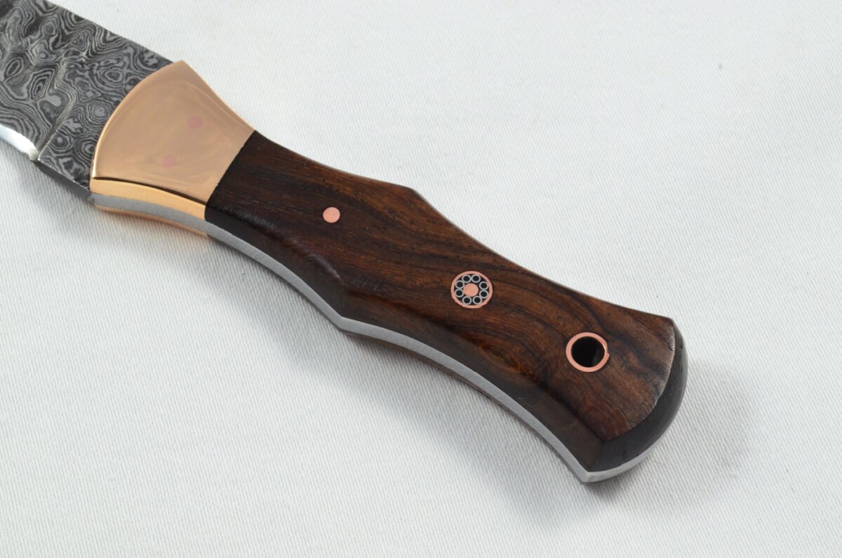2025 Collection - Damascus Blade Rosewood & Copper Handled Scottish Knife Sgian Dubh Dirk Leather Sheath Limited Edition 1 of 20 - Image 3