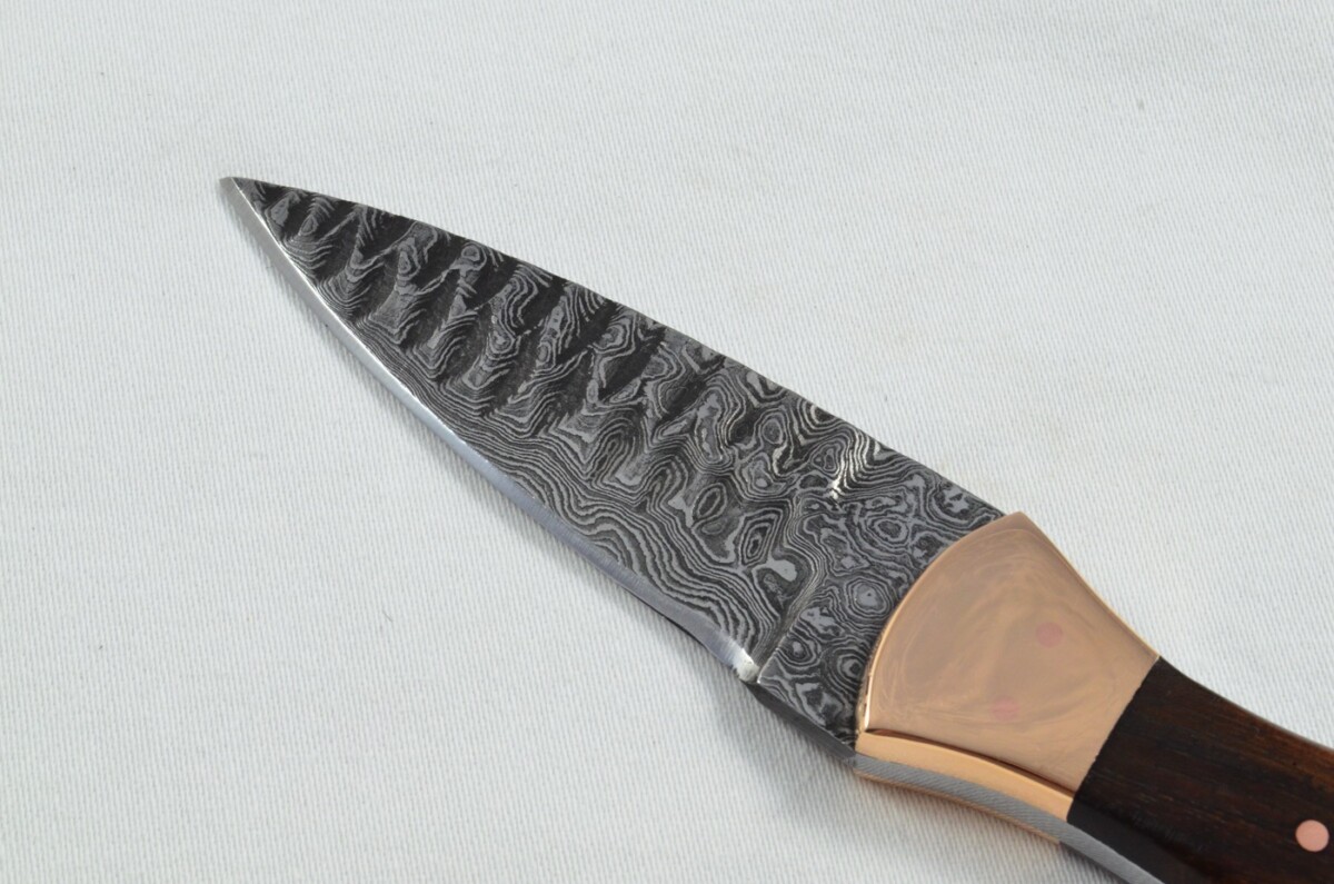 2025 Collection - Damascus Blade Rosewood & Copper Handled Scottish Knife Sgian Dubh Dirk Leather Sheath Limited Edition 1 of 20 - Image 4