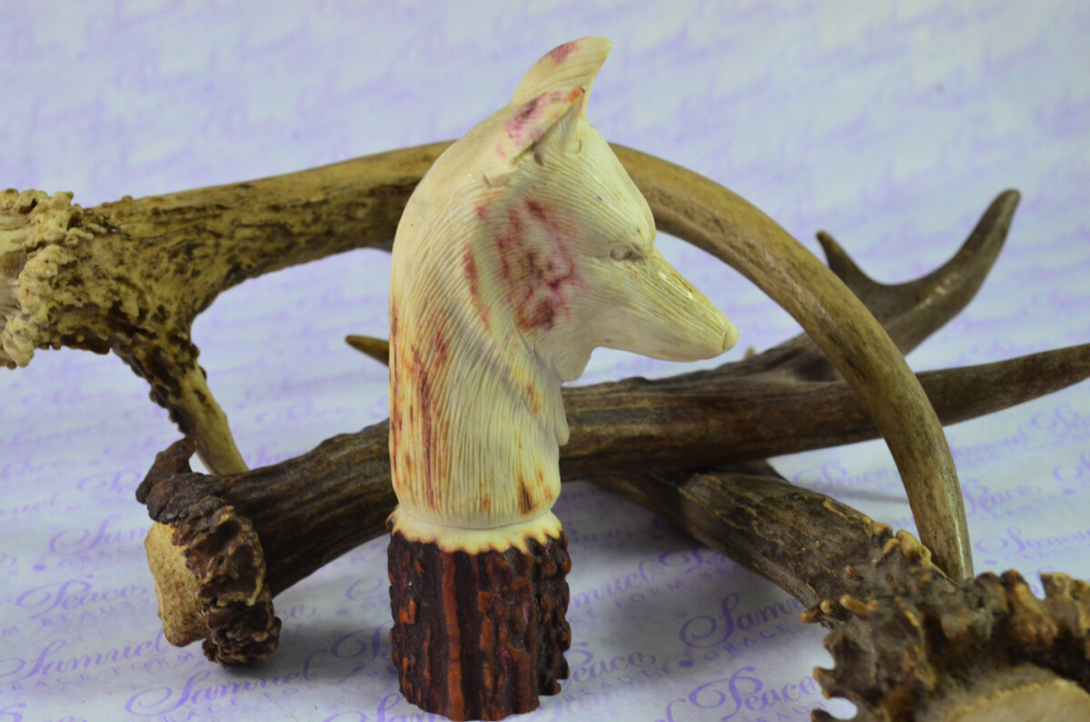 Dogs Head Hand Carved Walking Stick Cane Top Handle Stag Antler Horn Made Sheffield England - Image 5
