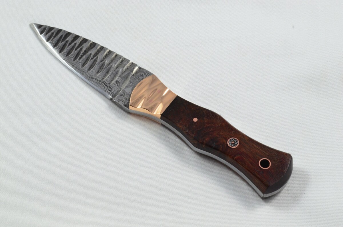 2025 Collection - Damascus Blade Rosewood & Copper Handled Scottish Knife Sgian Dubh Dirk Leather Sheath Limited Edition 1 of 20 - Image 2