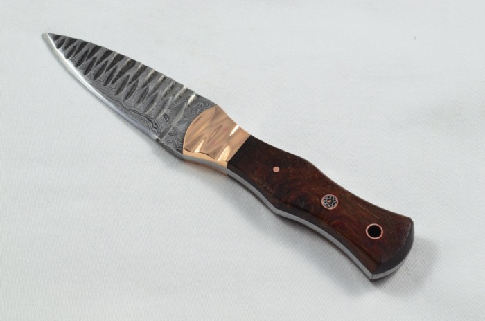 2025 Collection - Damascus Blade Rosewood & Copper Handled Scottish Knife Sgian Dubh Dirk Leather Sheath Limited Edition 1 of 20 - Image 2