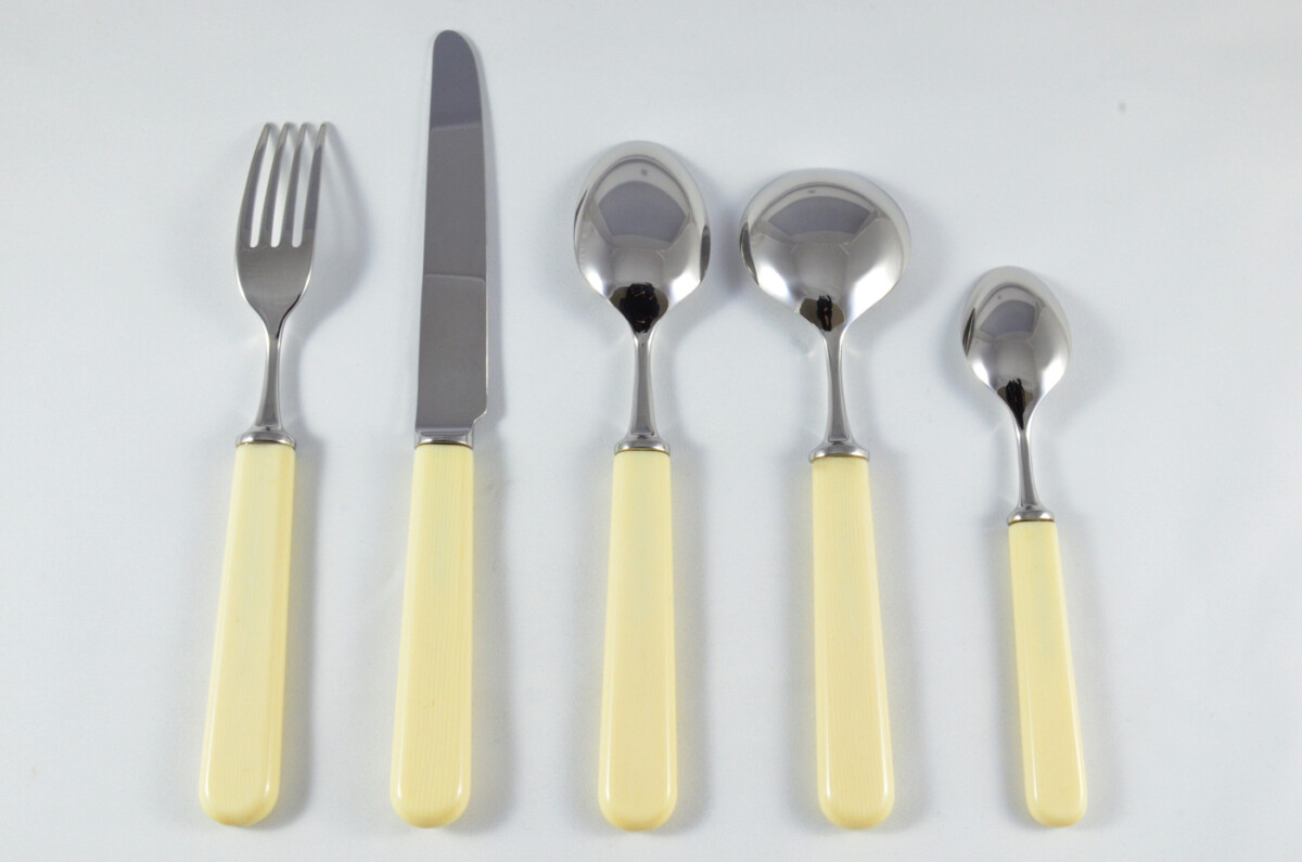 New Fantastic Genuine Cream Handle 5 Piece Place Setting Mirror Finish Made In Sheffield England - Image 2