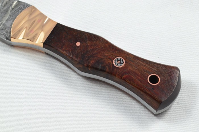 2025 Collection - Damascus Blade Rosewood & Copper Handled Scottish Knife Sgian Dubh Dirk Leather Sheath Limited Edition 1 of 20 - Image 4