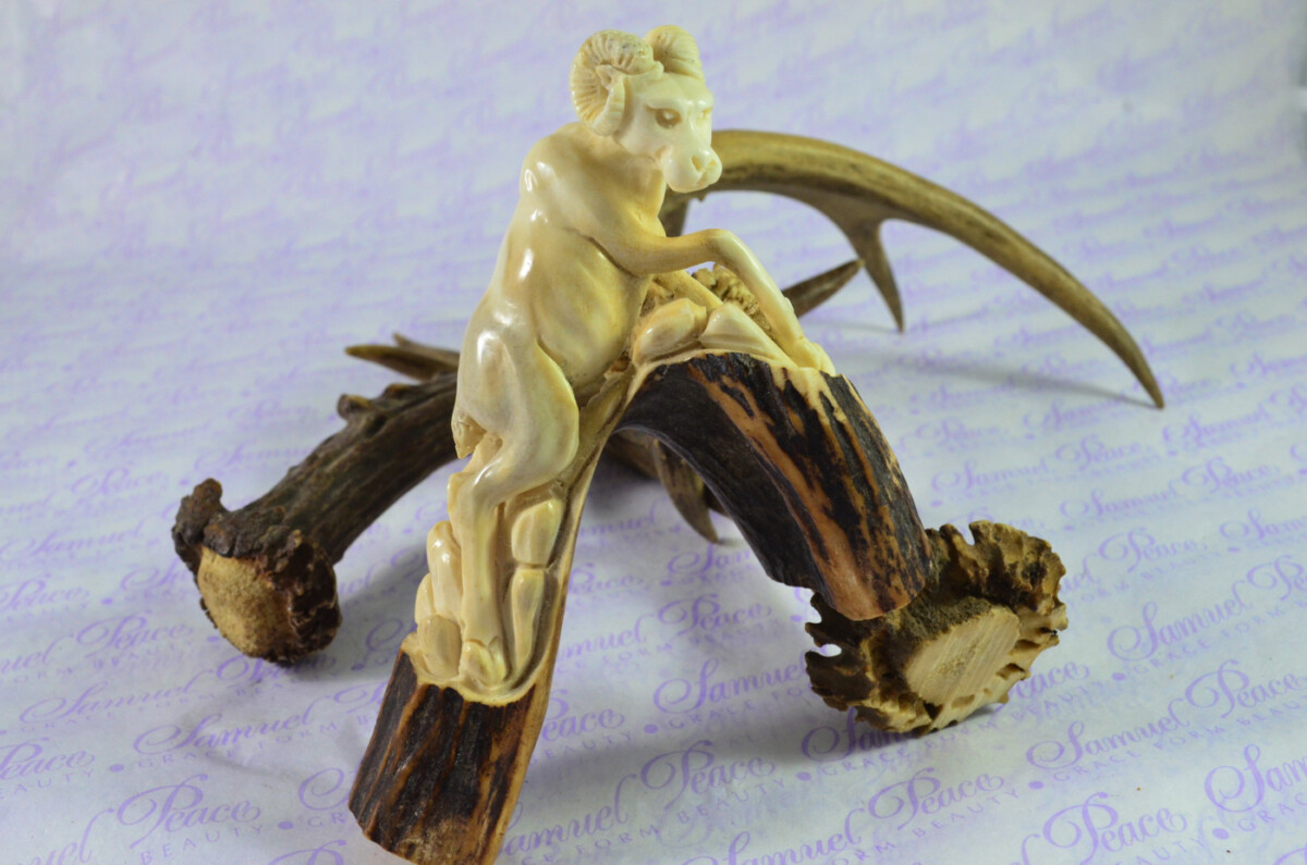 Ram Hand Carved Walking Stick Cane Top Handle Stag Antler Horn Made Sheffield England - Image 4