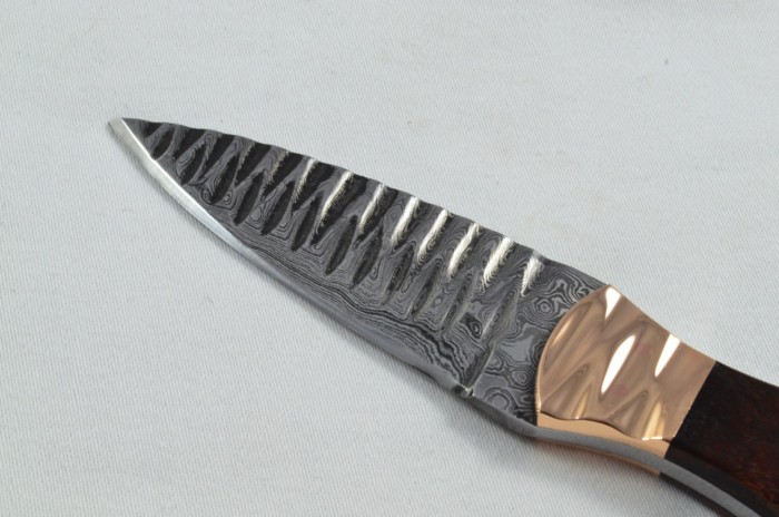 2025 Collection - Damascus Blade Rosewood & Copper Handled Scottish Knife Sgian Dubh Dirk Leather Sheath Limited Edition 1 of 20 - Image 5