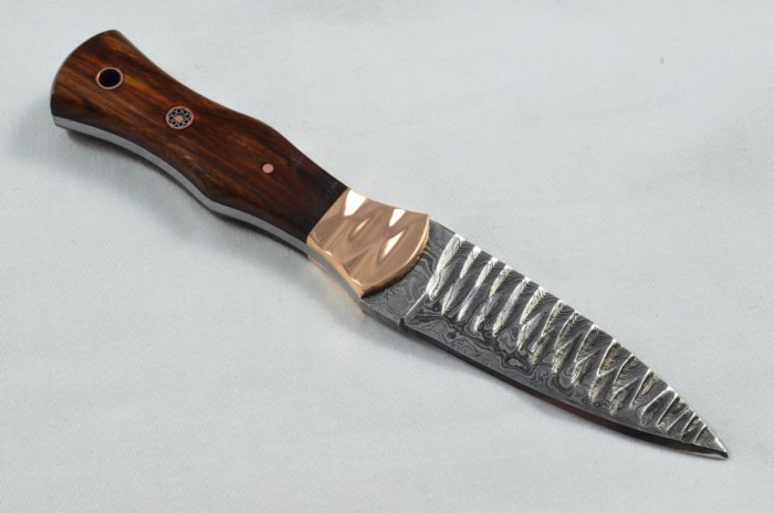 2025 Collection - Damascus Blade Rosewood & Copper Handled Scottish Knife Sgian Dubh Dirk Leather Sheath Limited Edition 1 of 20 - Image 6