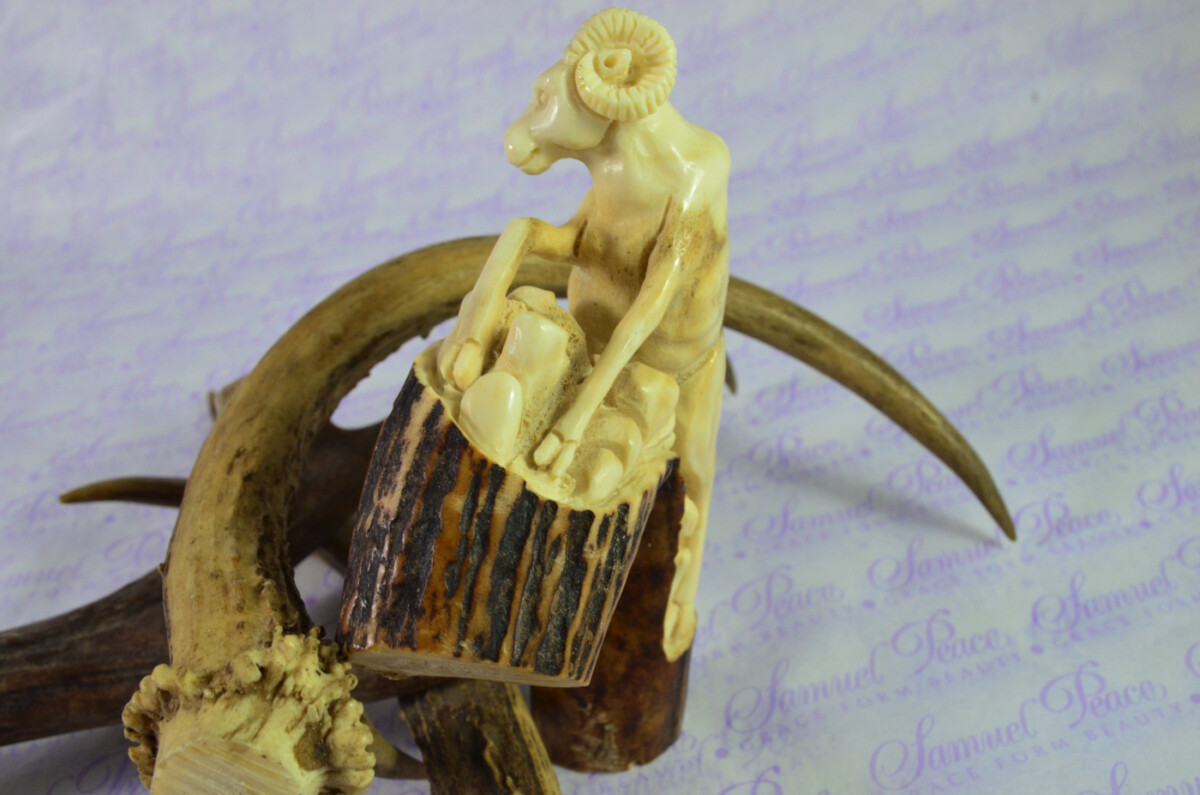 Ram Hand Carved Walking Stick Cane Top Handle Stag Antler Horn Made Sheffield England - Image 6