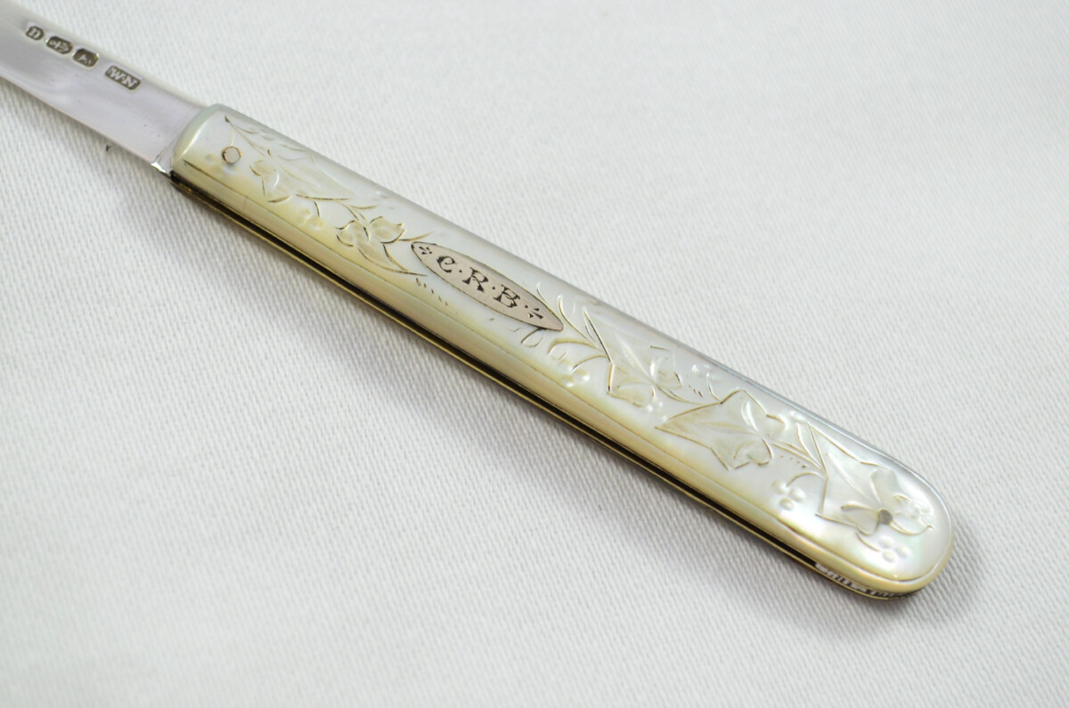 Birmingham William Neale Silver Bladed Mother Of Pearl Scaled Pen/Fruit Knife 1887 - Image 4