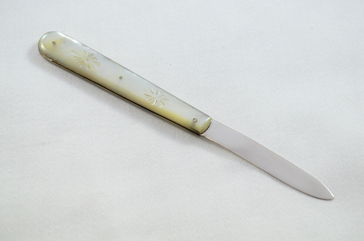 Birmingham William Neale Silver Bladed Mother Of Pearl Scaled Pen/Fruit Knife 1887 - Image 5