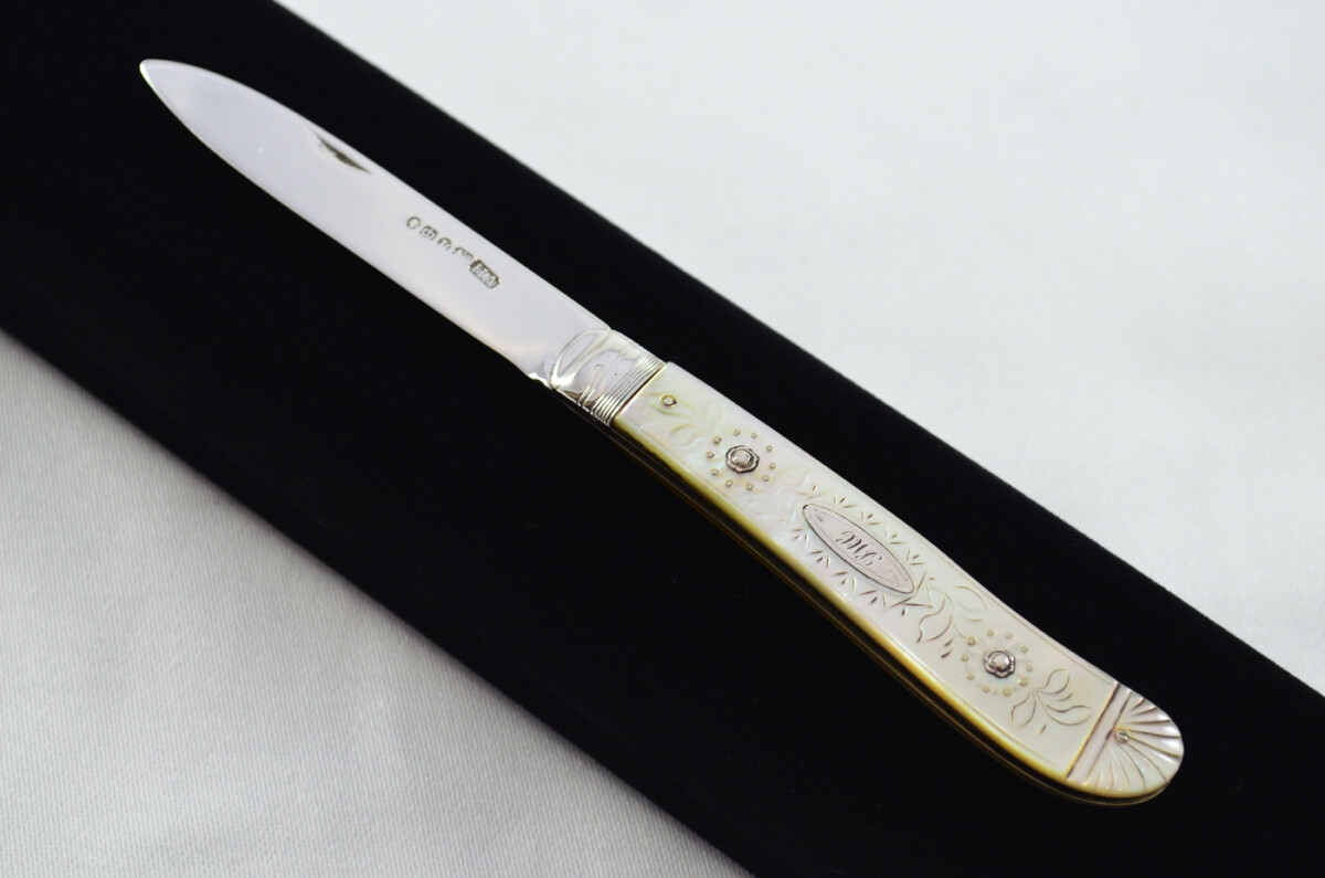 Sheffield Aaron Hadfield Solid Silver Bladed Mother Of Pearl Scaled Pen/Pocket Knife 1810