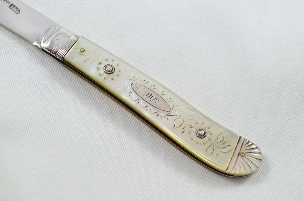 Sheffield Aaron Hadfield Solid Silver Bladed Mother Of Pearl Scaled Pen/Pocket Knife 1810 - Image 4