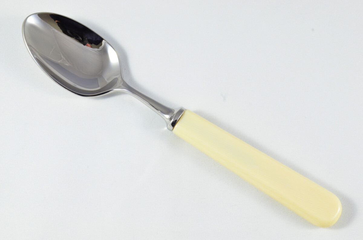 New Fantastic Genuine Cream Handle Dessert Spoon Mirrored Finish Made In Sheffield England