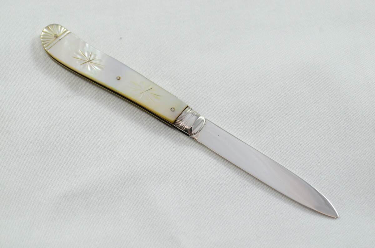 Sheffield Aaron Hadfield Solid Silver Bladed Mother Of Pearl Scaled Pen/Pocket Knife 1810 - Image 5