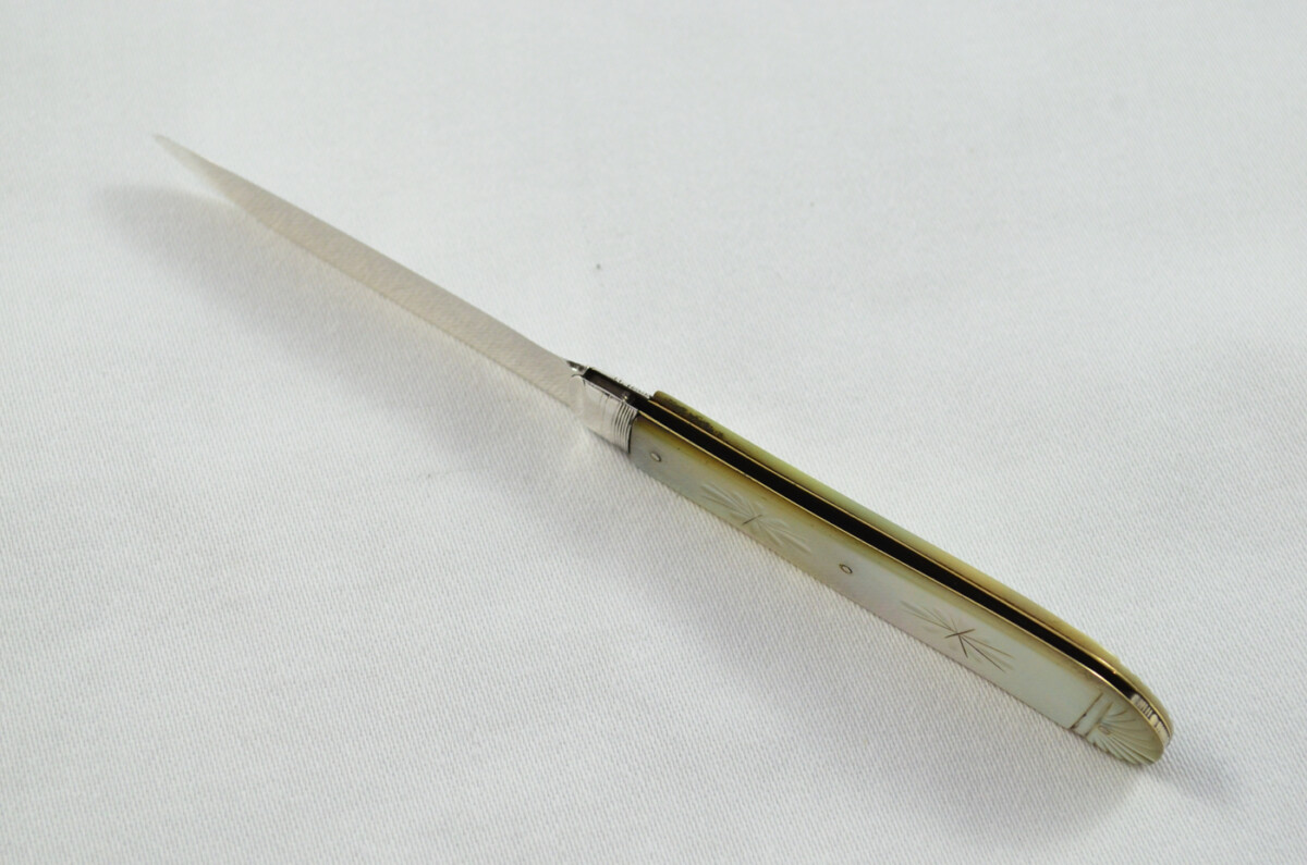 Sheffield Aaron Hadfield Solid Silver Bladed Mother Of Pearl Scaled Pen/Pocket Knife 1810 - Image 6
