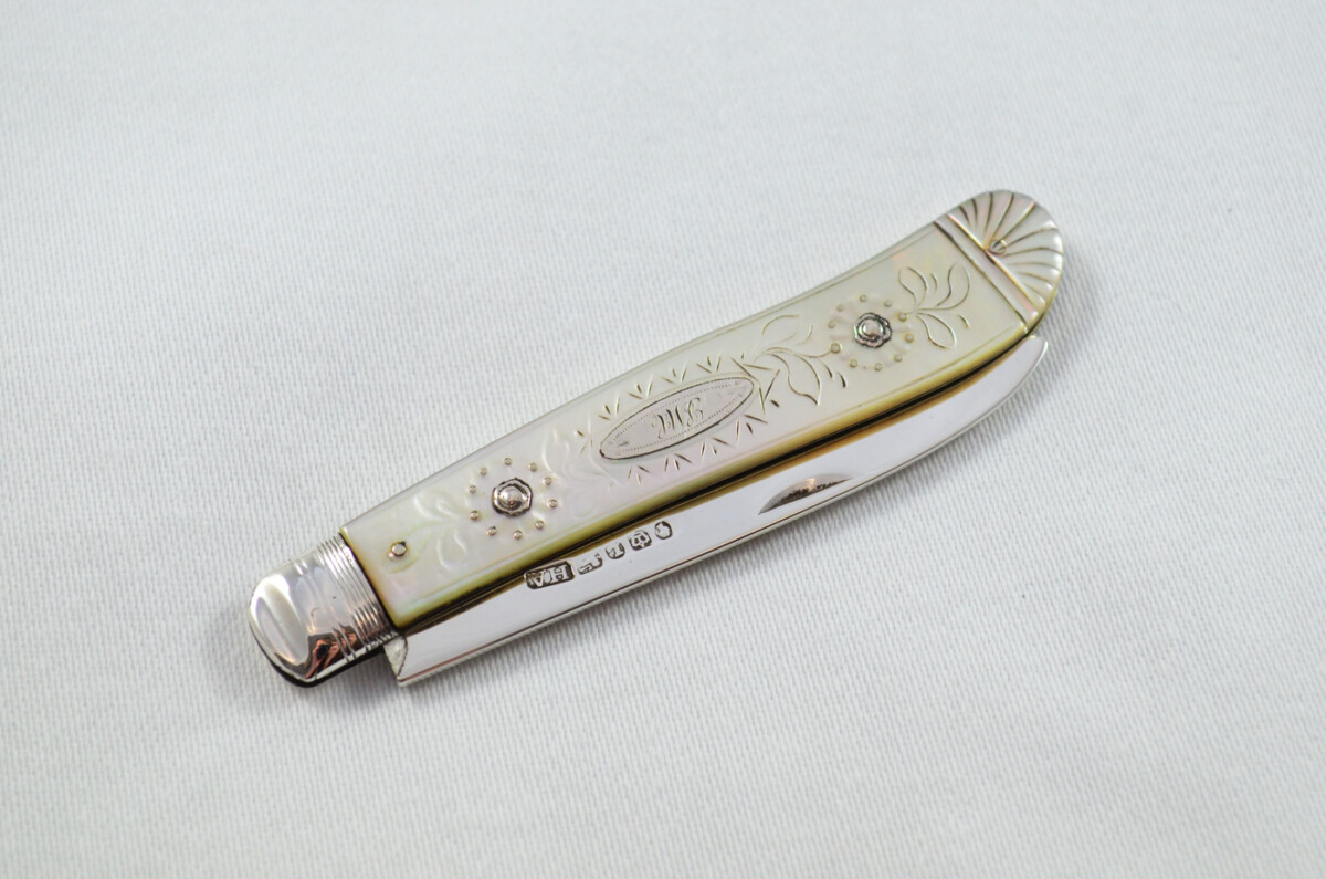 Sheffield Aaron Hadfield Solid Silver Bladed Mother Of Pearl Scaled Pen/Pocket Knife 1810 - Image 7