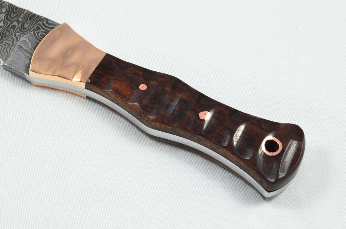 2025 Collection - Damascus Blade Rosewood & Copper Handled Scottish Knife Sgian Dubh Dirk Leather Sheath Limited Edition 1 of 20 - Image 3