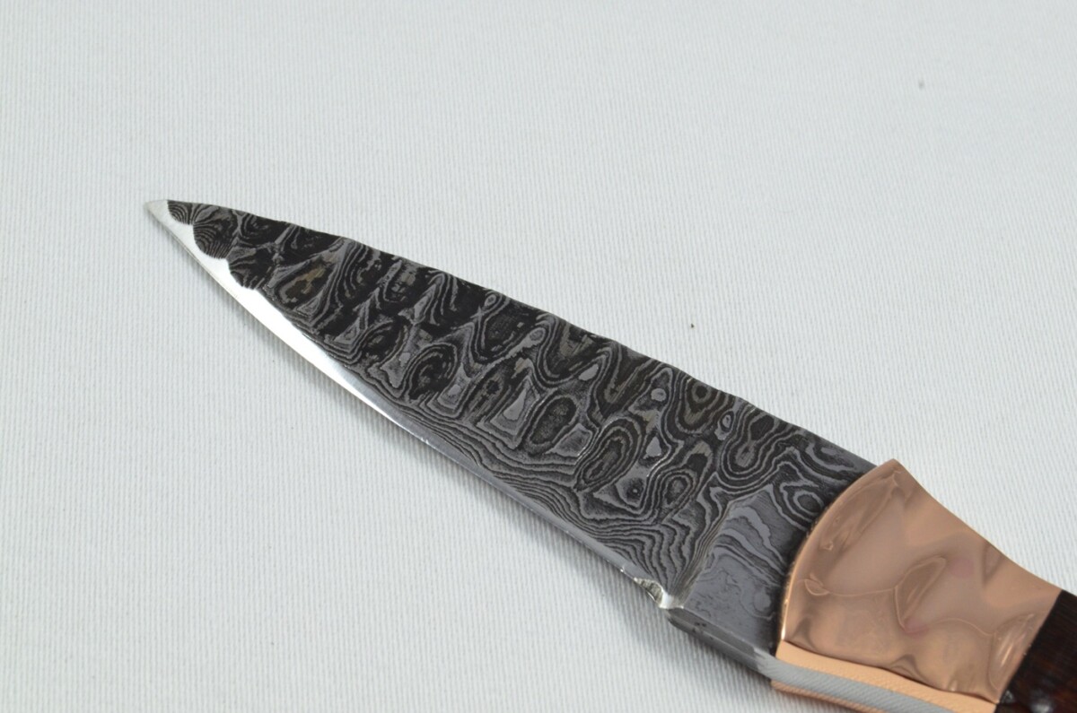 2025 Collection - Damascus Blade Rosewood & Copper Handled Scottish Knife Sgian Dubh Dirk Leather Sheath Limited Edition 1 of 20 - Image 4