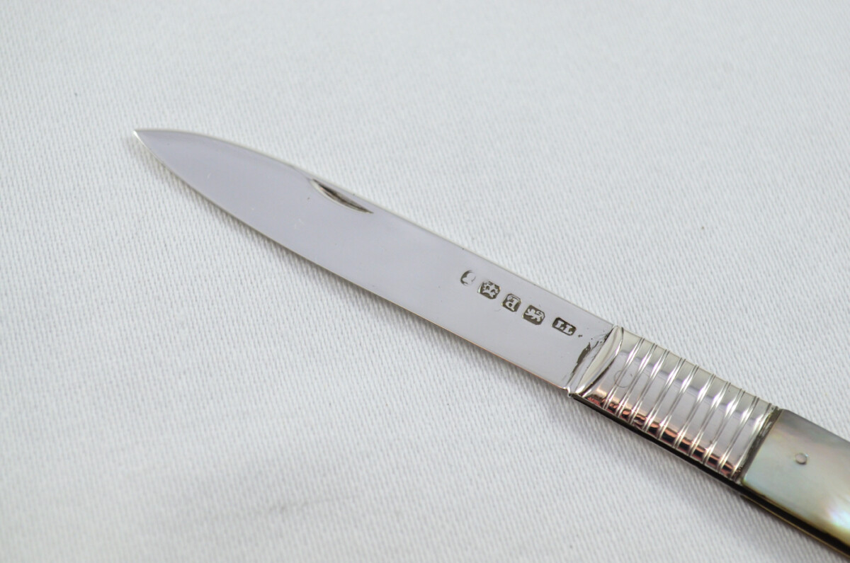 Sheffield Joseph Law Solid Silver Bladed Mother Of Pearl Scaled Pen/Fruit Knife 1827 - Image 3