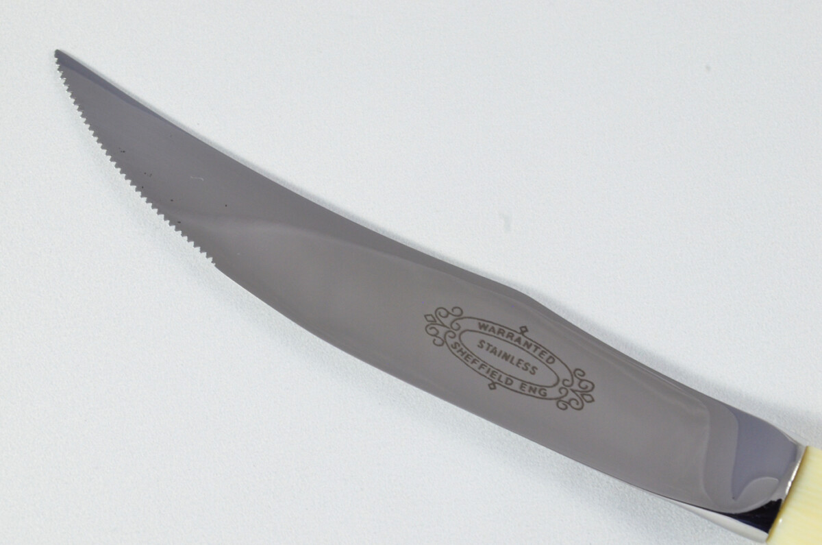 New Fantastic Genuine Cream Handle Steak Knife & Fork Mirrored Finish Made In Sheffield England - Image 2