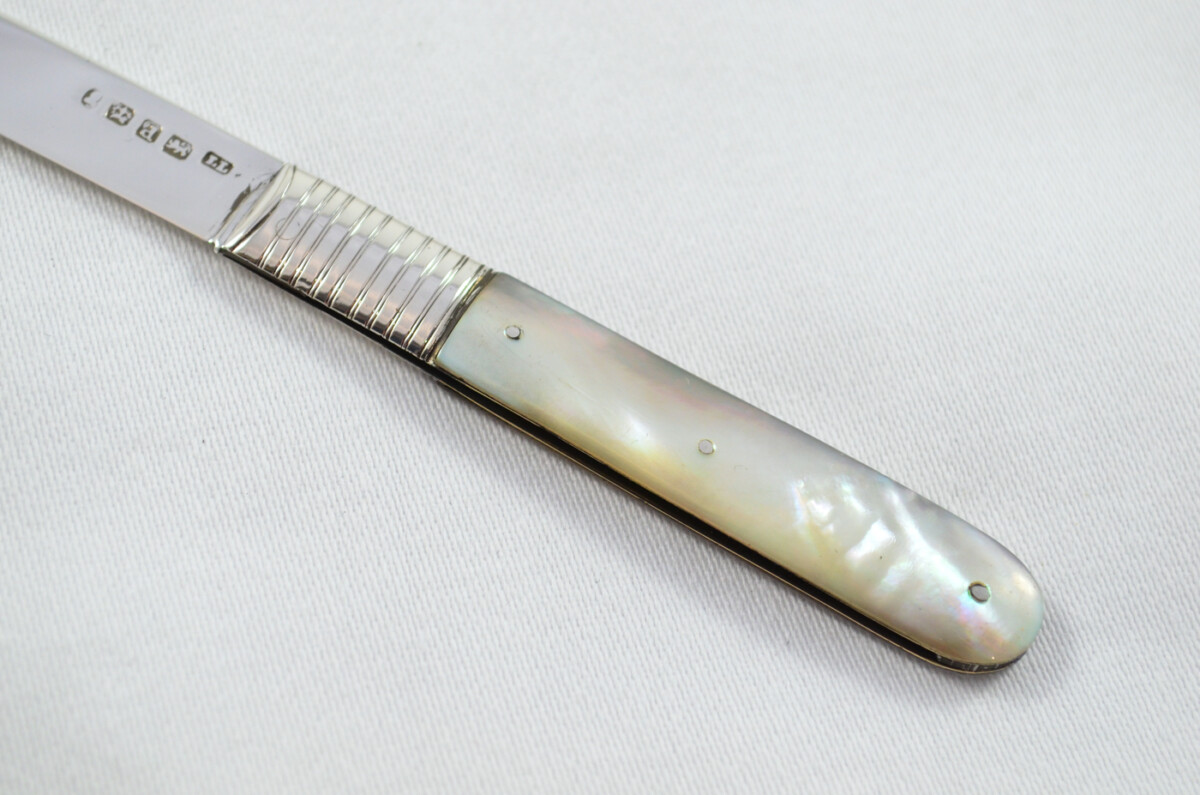 Sheffield Joseph Law Solid Silver Bladed Mother Of Pearl Scaled Pen/Fruit Knife 1827 - Image 4