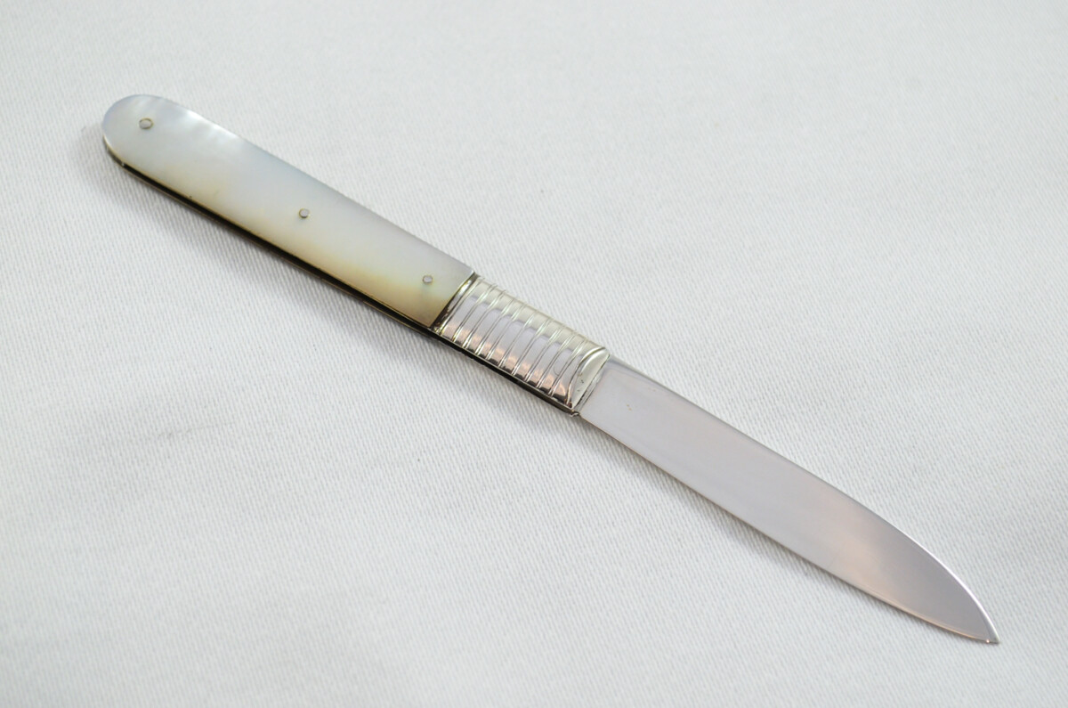 Sheffield Joseph Law Solid Silver Bladed Mother Of Pearl Scaled Pen/Fruit Knife 1827 - Image 5