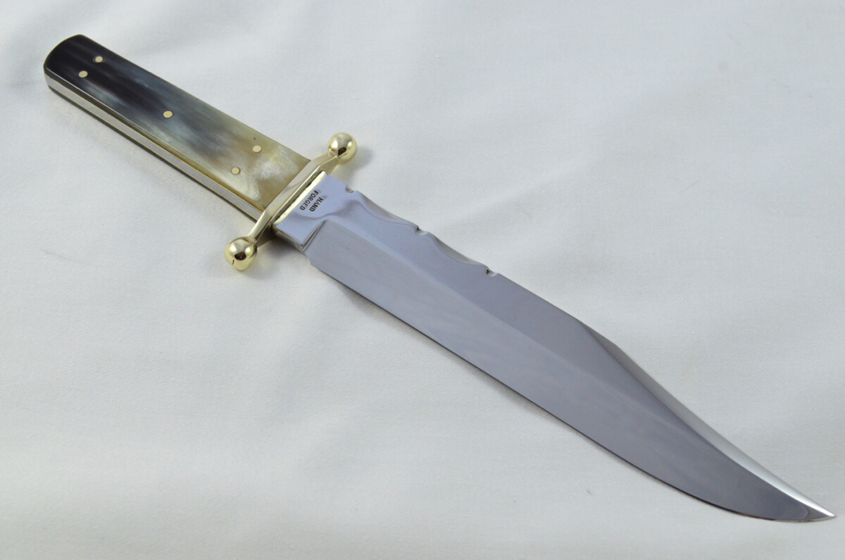 RARE Hand Forged R.Middleton Buffalo Handled Bowie Knife with Leather Sheath - Image 8