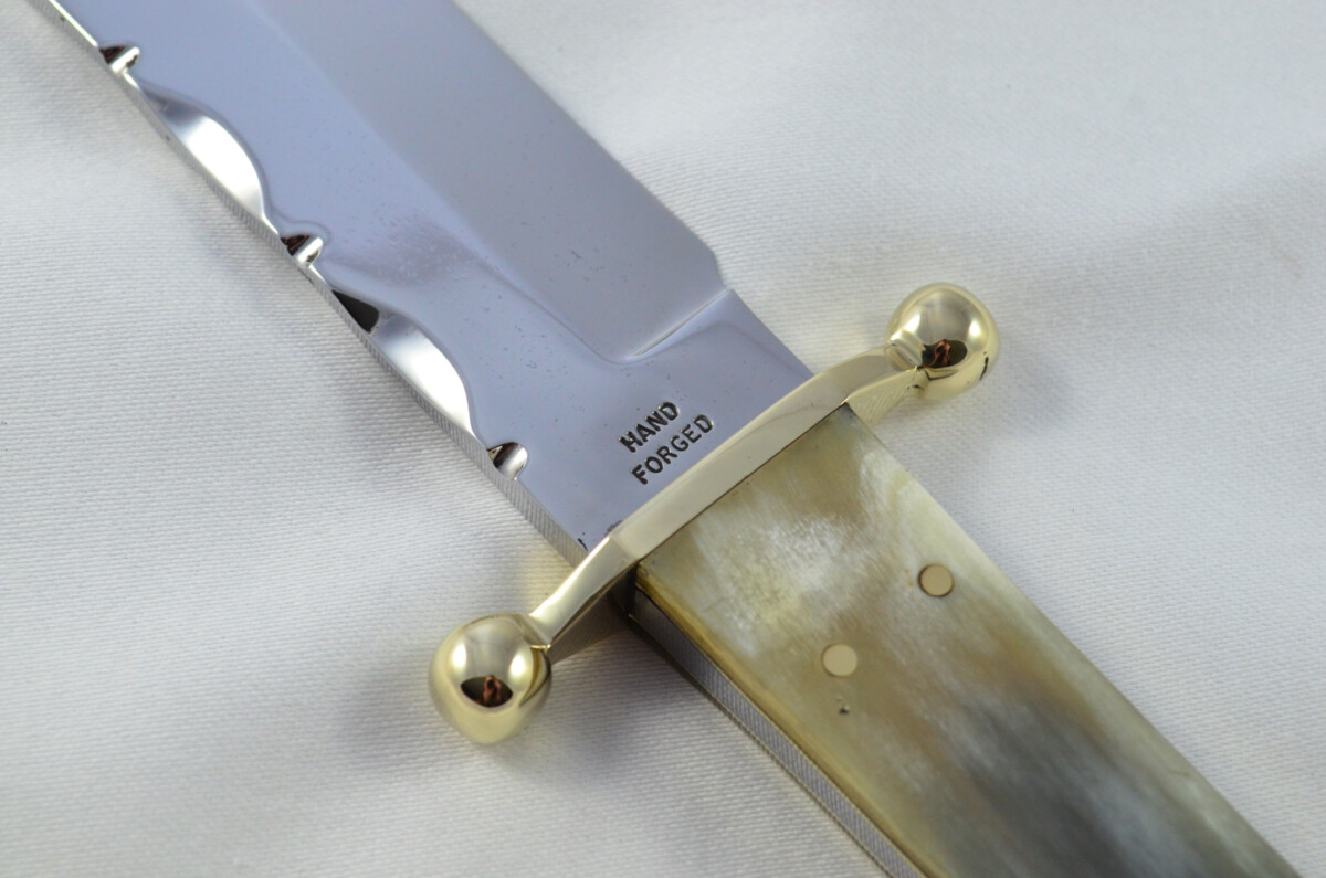 RARE Hand Forged R.Middleton Buffalo Handled Bowie Knife with Leather Sheath - Image 4