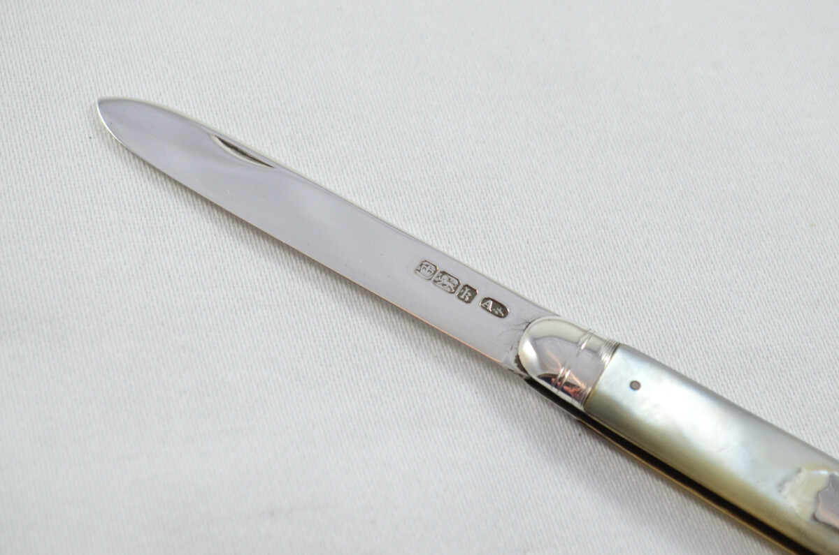Sheffield Atkin Brothers Solid Silver Bladed Mother Of Pearl Scaled Pen/Fruit Knife 1902 - Image 3
