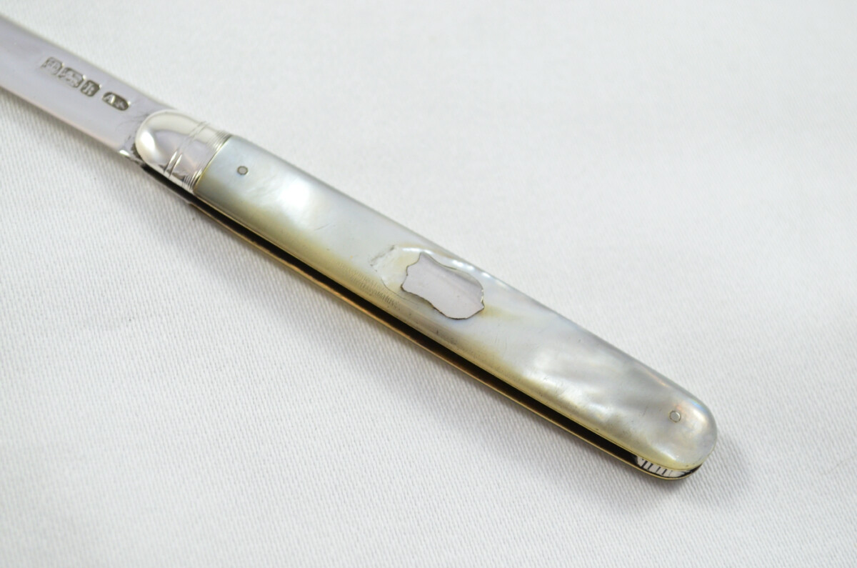 Sheffield Atkin Brothers Solid Silver Bladed Mother Of Pearl Scaled Pen/Fruit Knife 1902 - Image 4