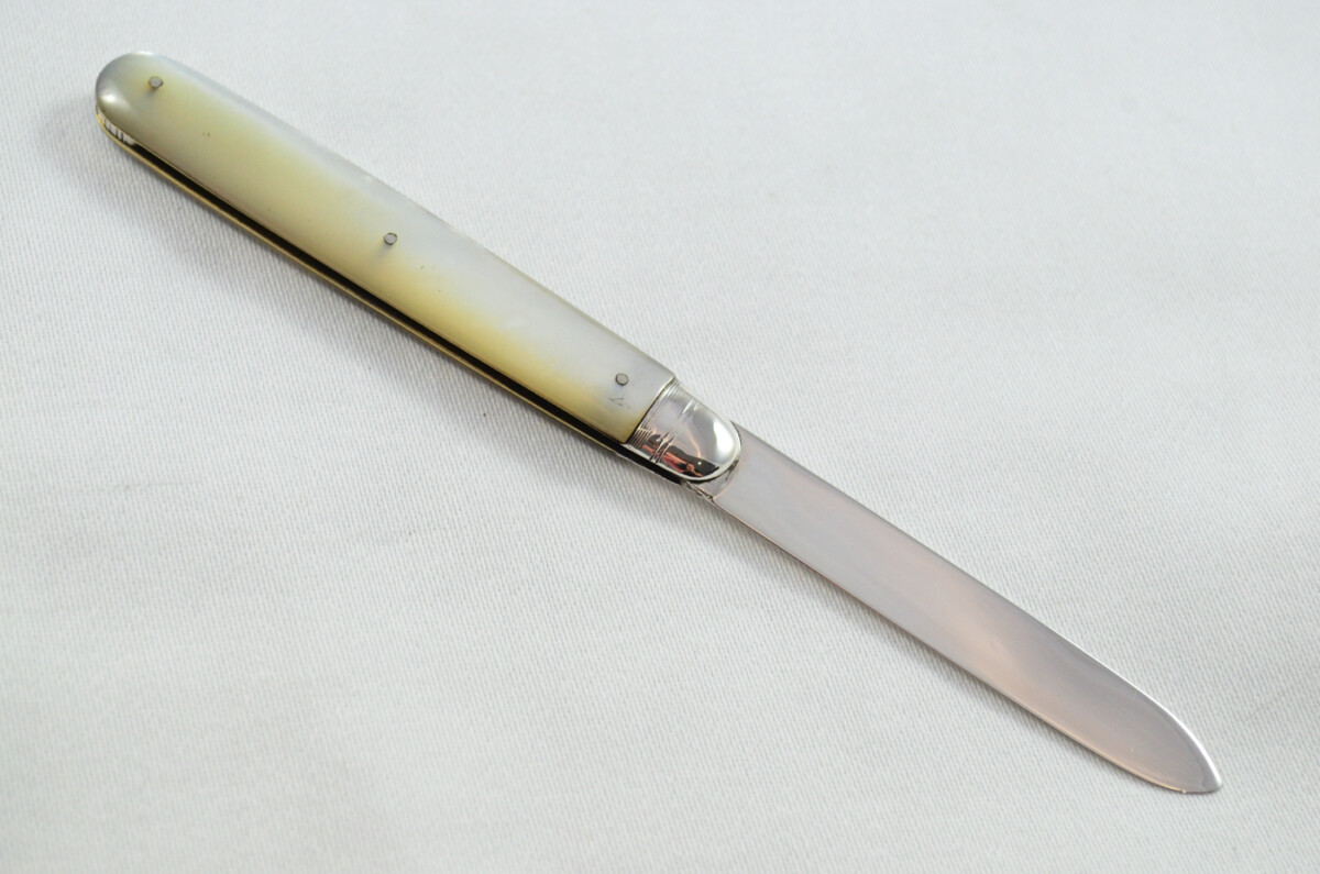 Sheffield Atkin Brothers Solid Silver Bladed Mother Of Pearl Scaled Pen/Fruit Knife 1902 - Image 5