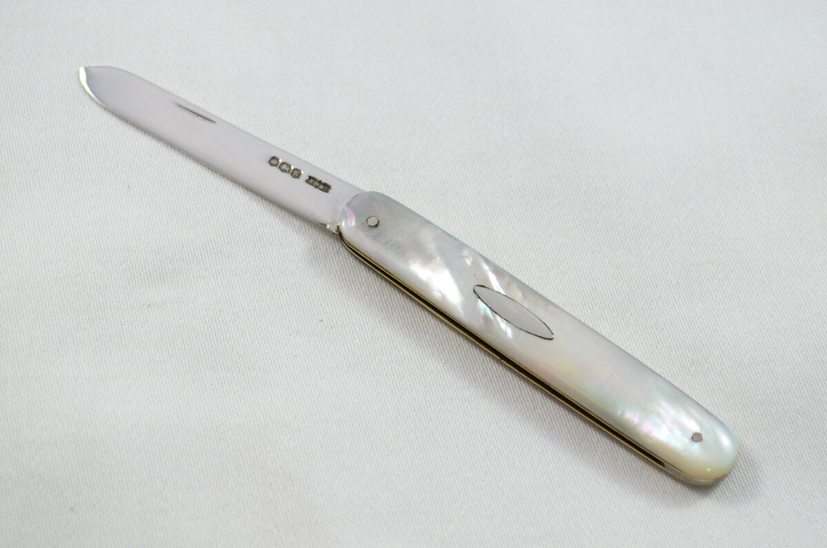 Sheffield James Dixon Solid Silver Bladed Mother Of Pearl Scaled Pen/Fruit Knife 1924 - Image 2