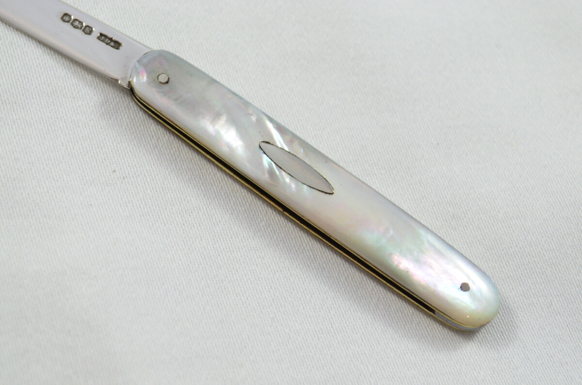 Sheffield James Dixon Solid Silver Bladed Mother Of Pearl Scaled Pen/Fruit Knife 1924 - Image 4