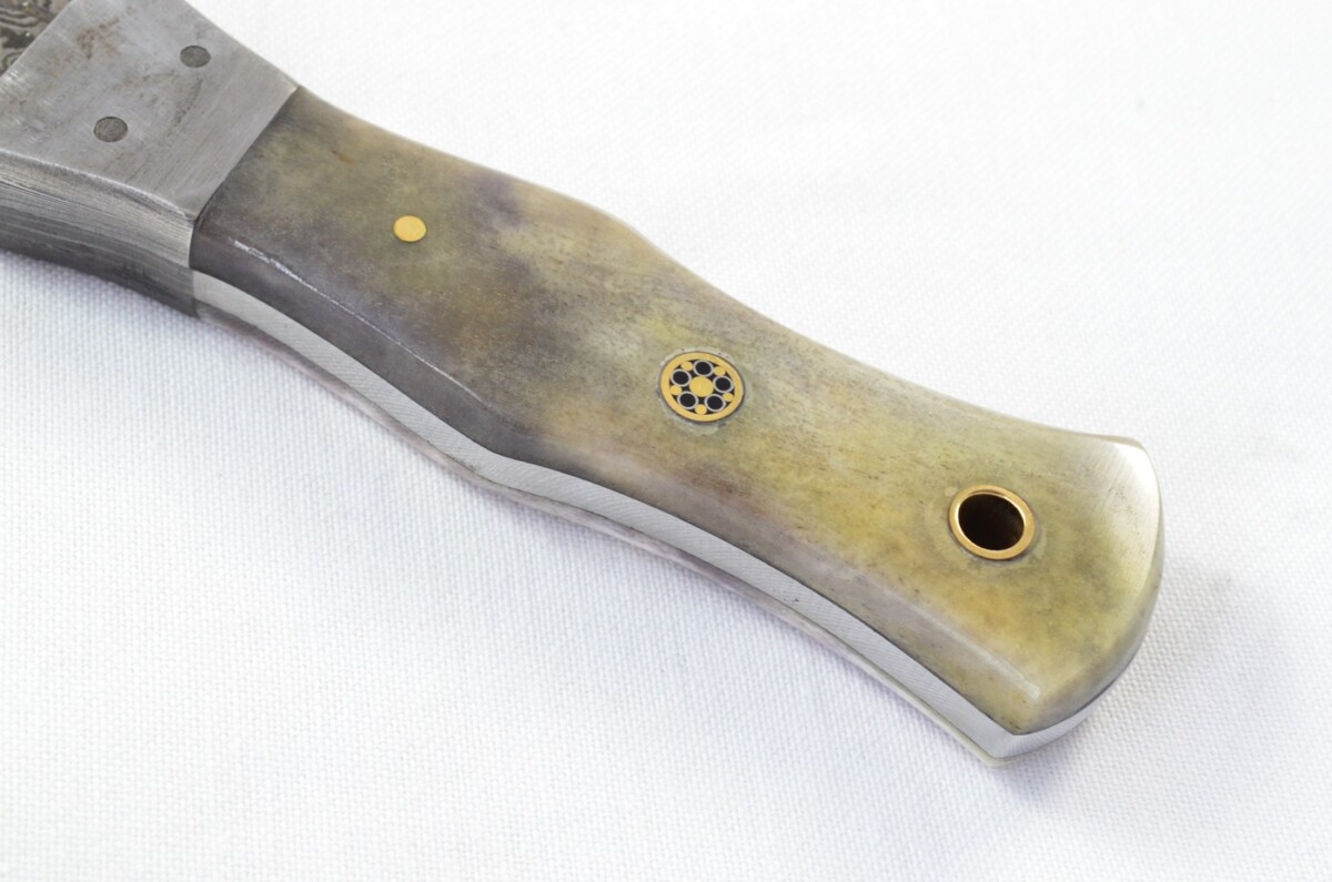 Unique New Genuine Damascus Steel Bespoke Full Tang Camel Bone Handle Sheffield Sgian Dubh with Leather Sheath Gift Boxed - Image 3