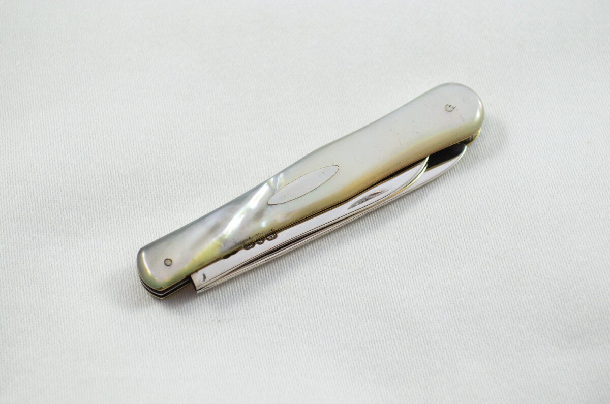 Birmingham RARE Deakin & Francis Silver Bladed Mother Of Pearl Scaled Fruit Knife with Orange Peeler 1895 - Image 7