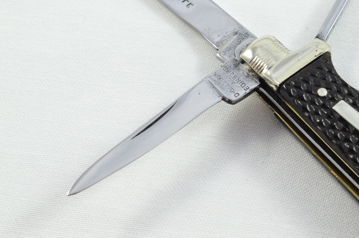 Amazing D Galloway Sportsman's Pen/Pocket Knife Buffalo Jigged Horn Scales c.1890 - Image 5