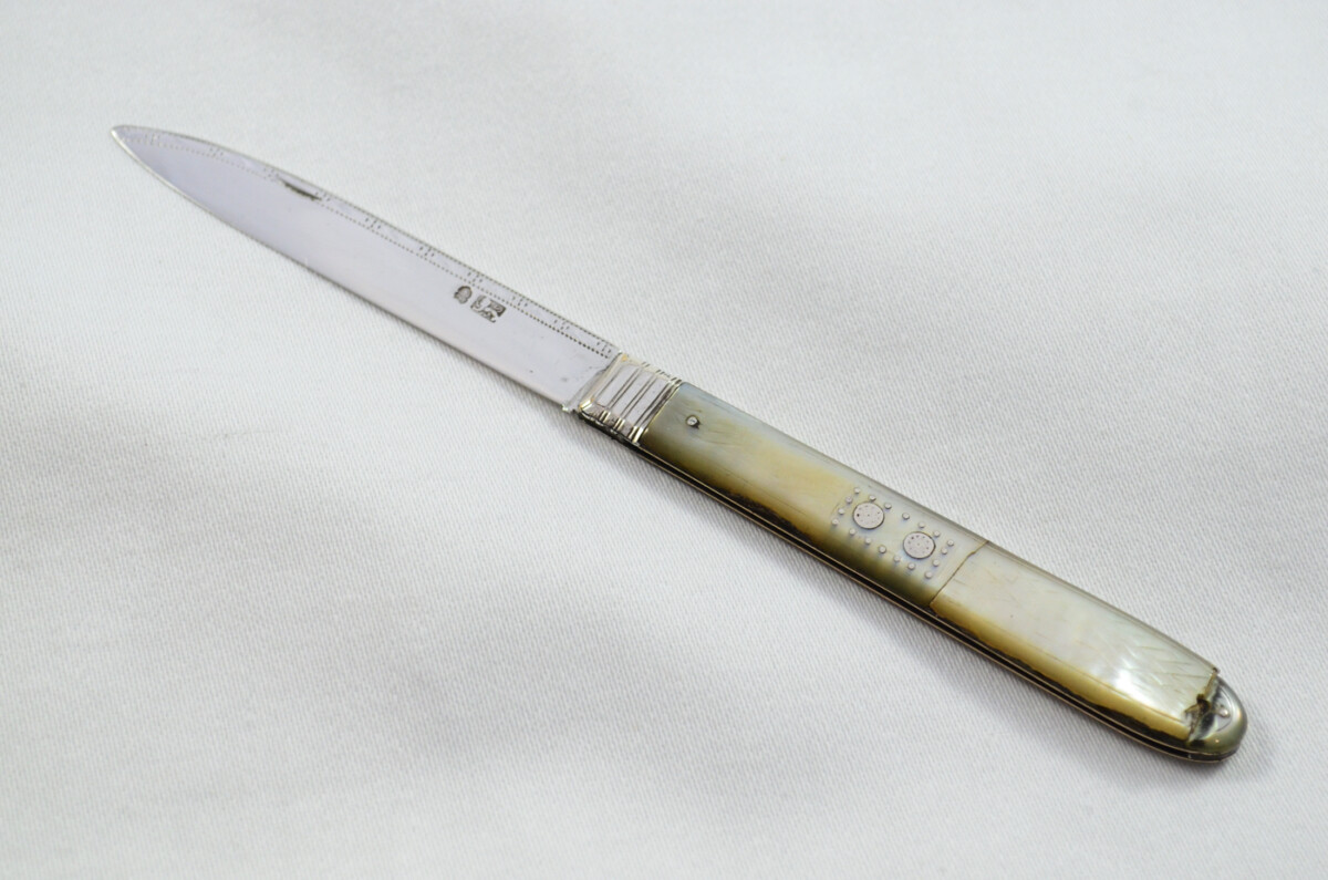 Sheffield Antique Solid Silver Bladed Mother Of Pearl Scaled Pen/Fruit Knife 1798 - Image 2