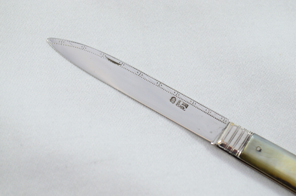 Sheffield Antique Solid Silver Bladed Mother Of Pearl Scaled Pen/Fruit Knife 1798 - Image 3