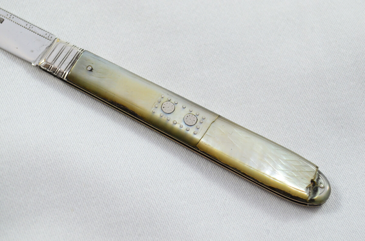 Sheffield Antique Solid Silver Bladed Mother Of Pearl Scaled Pen/Fruit Knife 1798 - Image 4