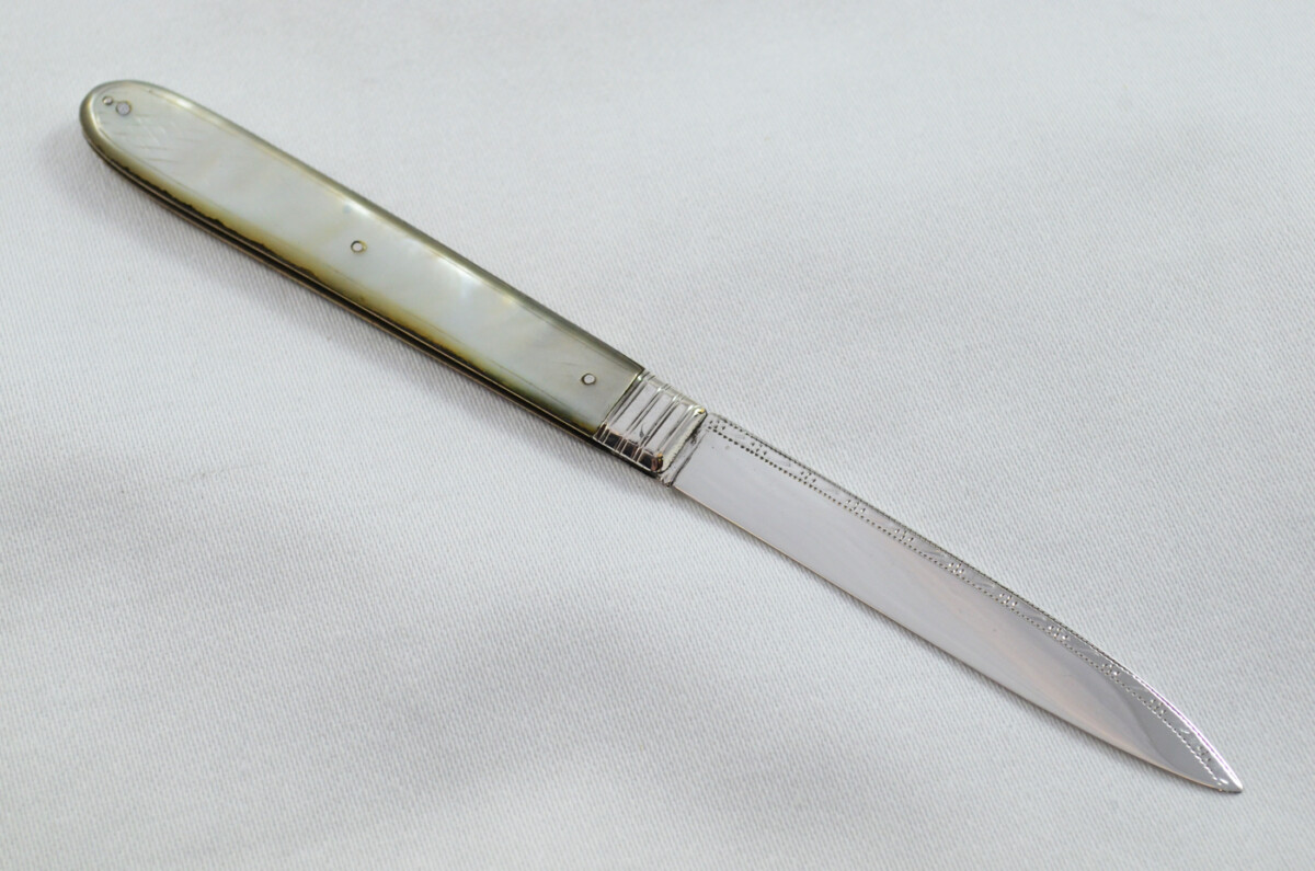 Sheffield Antique Solid Silver Bladed Mother Of Pearl Scaled Pen/Fruit Knife 1798 - Image 5
